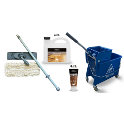 Kit Saving: DC015, Premium care, Clean naturally oiled or UV-oiled floors inc Woca natural versions of Soap & Maintenance Gel plus a Breakframe Flat Mop & Bucket and wringer   (DC)